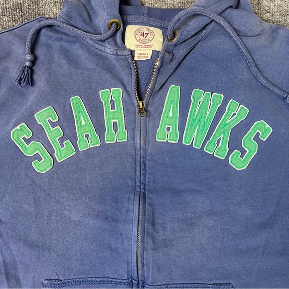 Seattle Seahawks Mens Small Blue Striker Full Zip Premium Hoodie Jacket - Picture 2 of 12